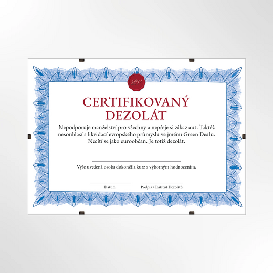 Certifikát Dezoláta